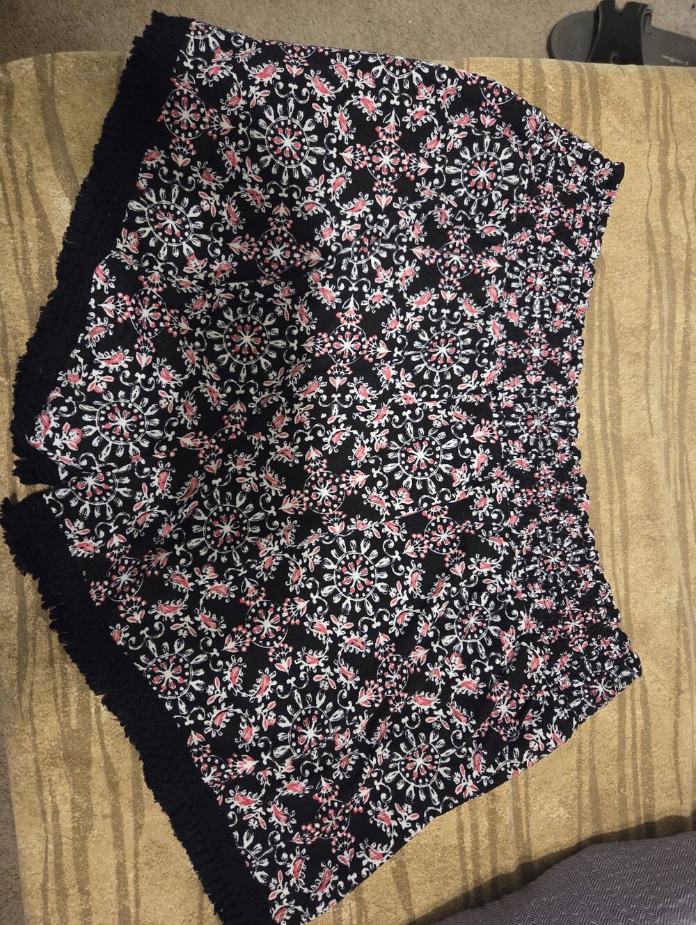 No Boundaries Black Floral Shorts with Pink and White Accents